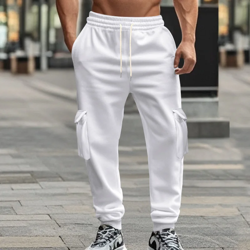 Men's White Elastic Waist Cargo Sweatpants Drawstring Loose Fit Casual Bottoms
Men's White Elastic Waist Cargo Sweatpants Drawstring Loose Fit Casual Bottoms