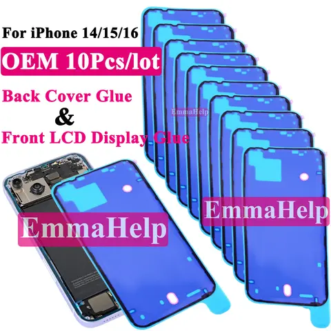 10Pcs Back Cover Side Waterproof Seal Sticker for iPhone 14 16 Pro Max 15 Plus Front LCD Adhesive Seal Tape Glue Repair Sticker