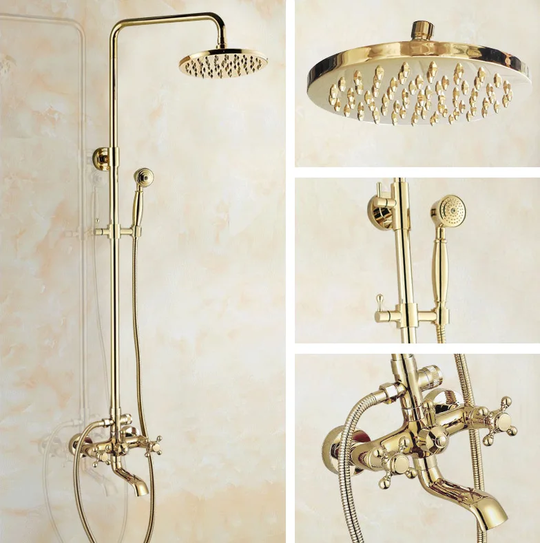 8" Rainfall/Handheld Shower Faucet Set Golden Brass Wall Mounted Bathroom Bath Tub Hot And Cold Water Taps Kit Dgf382 
8" Rainfall/Handheld Shower Faucet Set Golden Brass Wall Mounted Bathroom Bath Tub Hot And Cold Water Taps Kit Dgf382