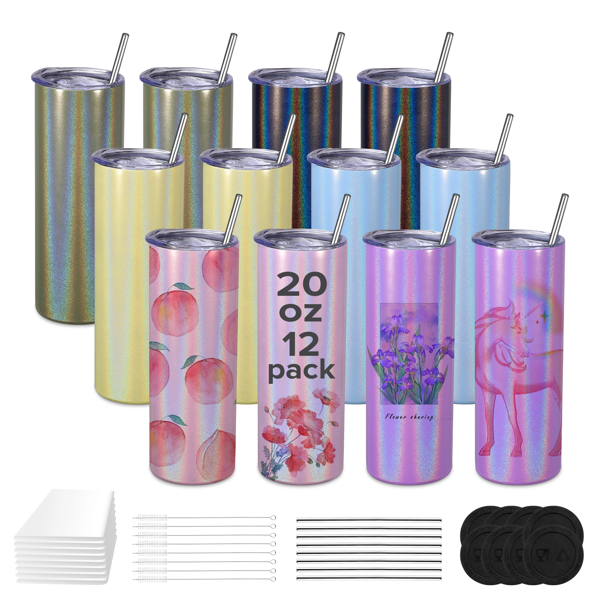 Sublimation Tumblers,12 Pack 20 oz Sublimation Blank Glitter Skinny Tumbler,For Tumbler Press Machine,Coffee,outdoor activities
Sublimation Tumblers,12 Pack 20 oz Sublimation Blank Glitter Skinny Tumbler,For Tumbler Press Machine,Coffee,outdoor activities