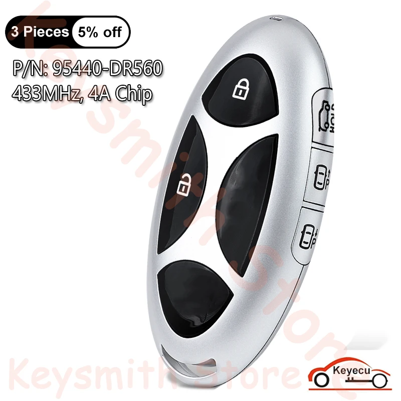 KEYECU 2+3 5 Buttons 433MHz 4A Chip for Hyundai Staria 2023 2024 2025 2026 Auto Smart Remote Key Fob P/N: 95440-DR560
KEYECU 2+3 5 Buttons 433MHz 4A Chip for Hyundai Staria 2023 2024 2025 2026 Auto Smart Remote Key Fob P/N: 95440-DR560