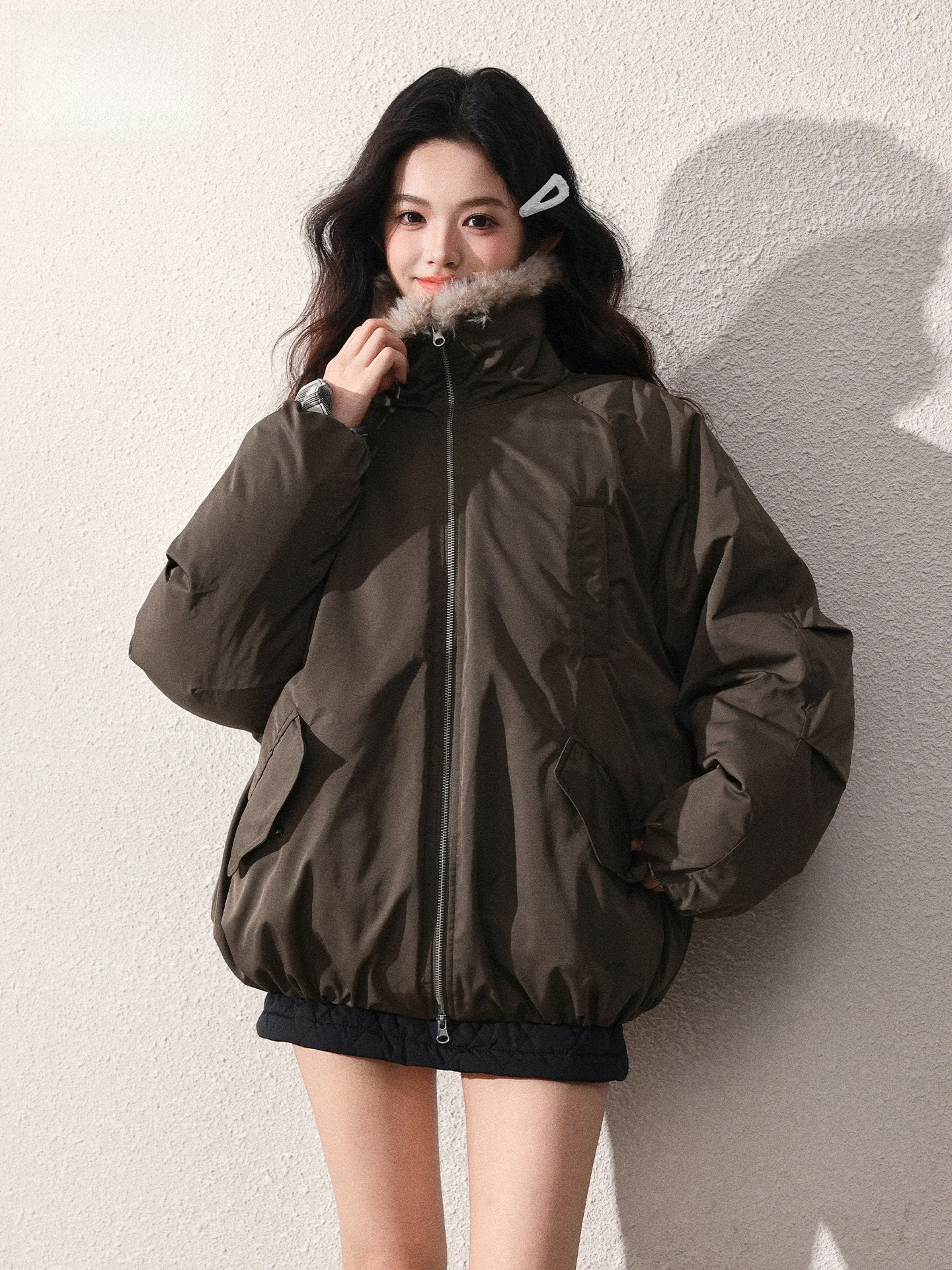 Caramel Color Fur Collar Warm Duck down Jacket Loose Thickened Summer Short Size Women's Korean Style Straight Cut Zipper
Caramel Color Fur Collar Warm Duck down Jacket Loose Thickened Summer Short Size Women's Korean Style Straight Cut Zipper