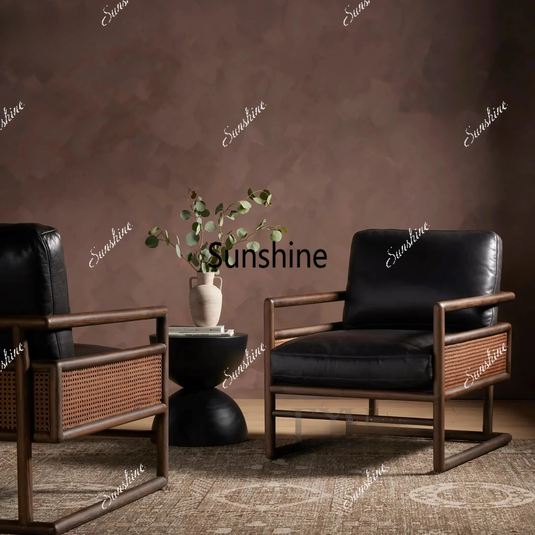 New Chinese solid wood rattan single sofa living room leisure back chair
New Chinese solid wood rattan single sofa living room leisure back chair