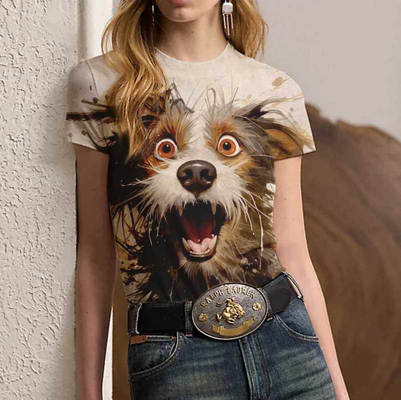 2024 Summer Women's T-Shirt 3d Animal Printed Short Sleeve Female T-Shirt Hip Hop Fashion Loose Street Style Funny Dog Pattern
2024 Summer Women's T-Shirt 3d Animal Printed Short Sleeve Female T-Shirt Hip Hop Fashion Loose Street Style Funny Dog Pattern