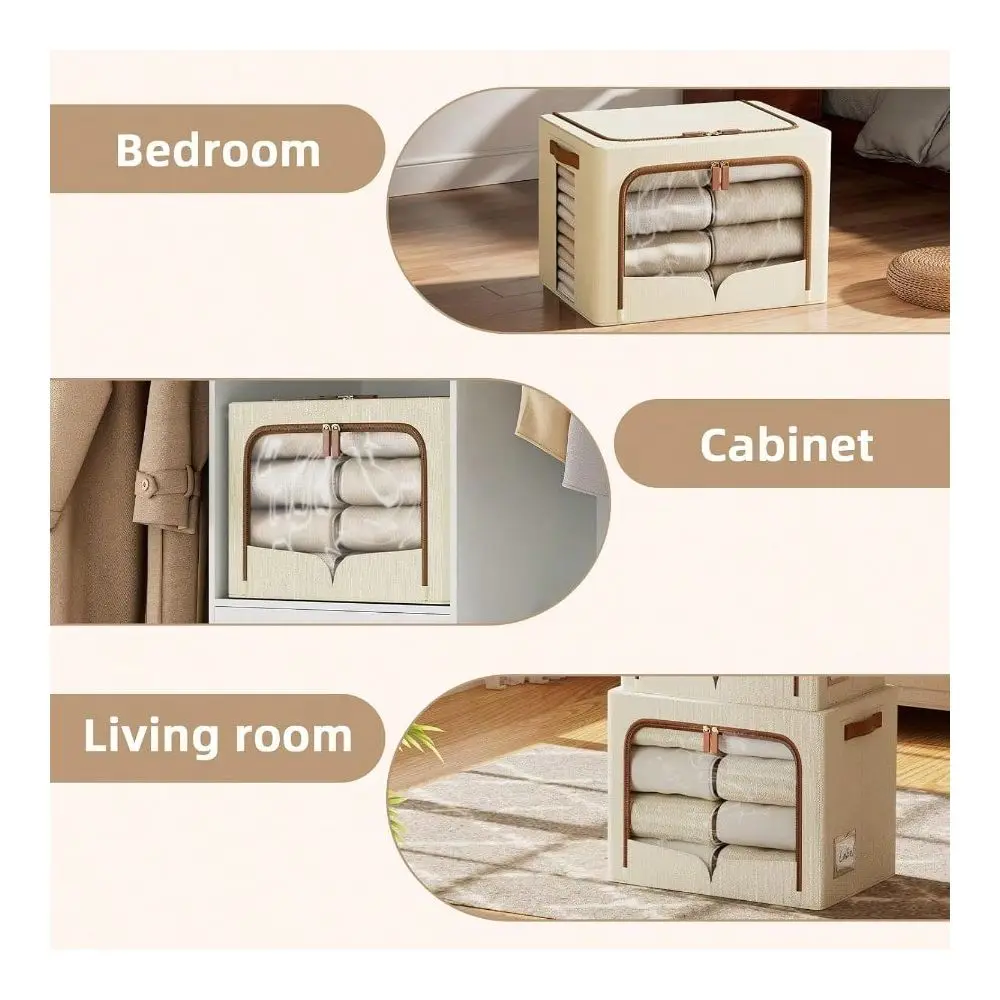 Pack Clothes Storage Bins Foldable Storage Bins For Clothes Fabric Storage Box With Metal Frame Beige, 16.5x12.2x12.2 Inch
Pack Clothes Storage Bins Foldable Storage Bins For Clothes Fabric Storage Box With Metal Frame Beige, 16.5x12.2x12.2 Inch