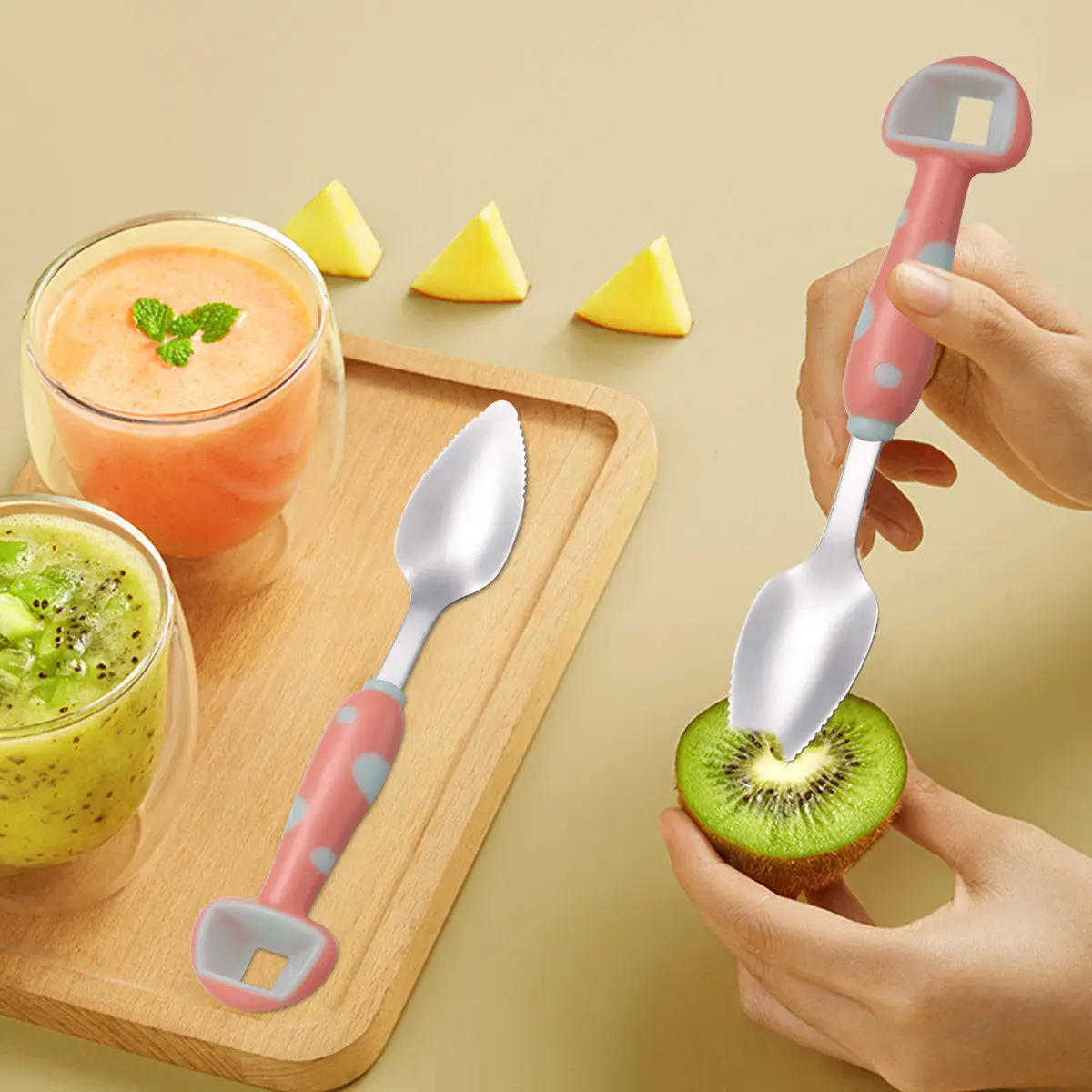 Lovely Baby Puree Spoon Stainless Steel Mushroom Design Soft Ergonomic Handle Serrated Edges Easy Holding Grapefruit Fruit
Lovely Baby Puree Spoon Stainless Steel Mushroom Design Soft Ergonomic Handle Serrated Edges Easy Holding Grapefruit Fruit