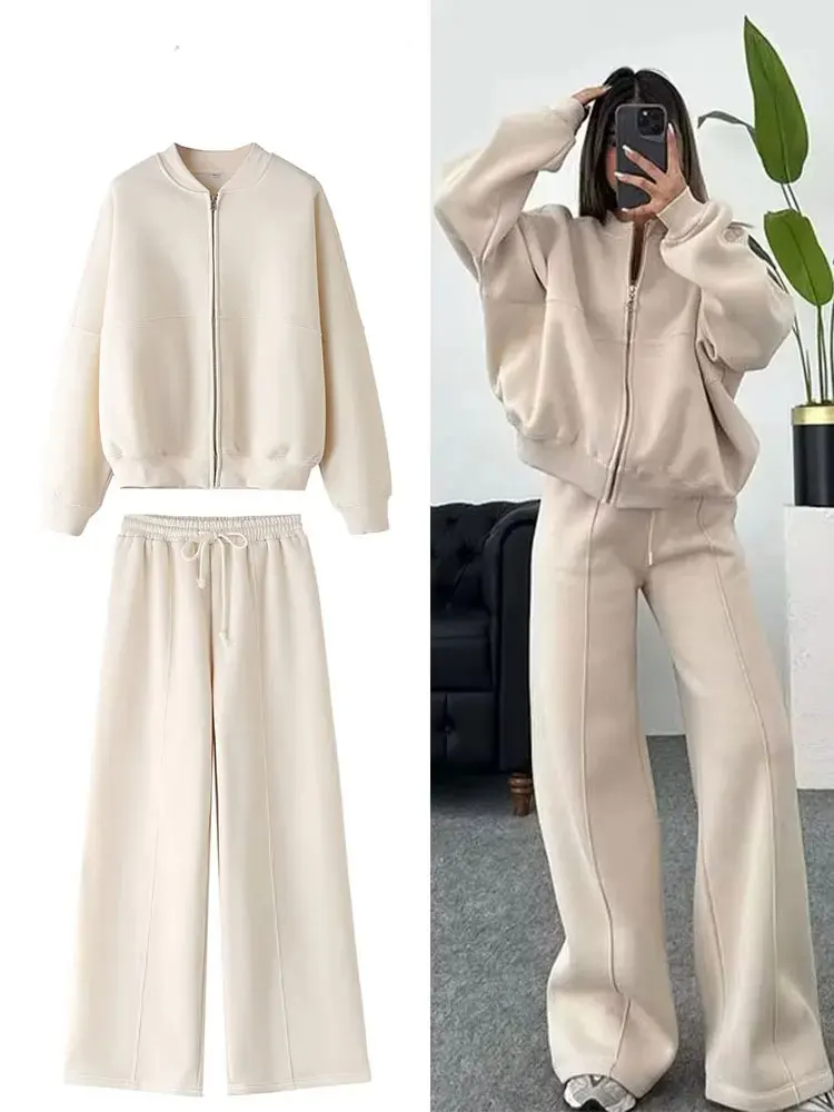 2025 женские однотонные брюки, комплект с длинными рукавами, пальто на молнии, топ + эластичная талия, шнуровка, женские широкие длинные брюки
2025 женские однотонные брюки, комплект с длинными рукавами, пальто на молнии, топ + эластичная талия, шнуровка, женские широкие длинные брюки