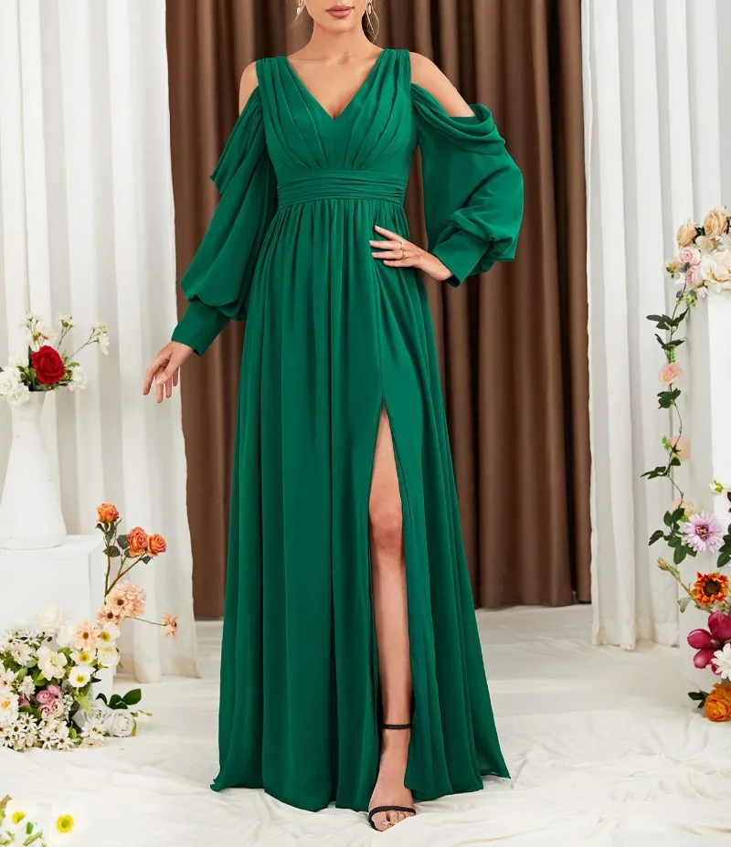 Spring Long Sleeve Chiffon Bridesmaid Dress 2024 New Sweet Evening Party Dresses with High Split Popular Homecoming Gown
Spring Long Sleeve Chiffon Bridesmaid Dress 2024 New Sweet Evening Party Dresses with High Split Popular Homecoming Gown