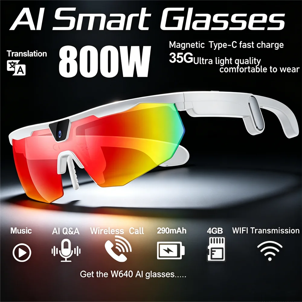 BT Cycling Sunglasses AI Voice Wake-Up Translation Smart Glasses 800W HD Anti-Shake Camera IP66 Dust/Water/Sweat Resistant
BT Cycling Sunglasses AI Voice Wake-Up Translation Smart Glasses 800W HD Anti-Shake Camera IP66 Dust/Water/Sweat Resistant
