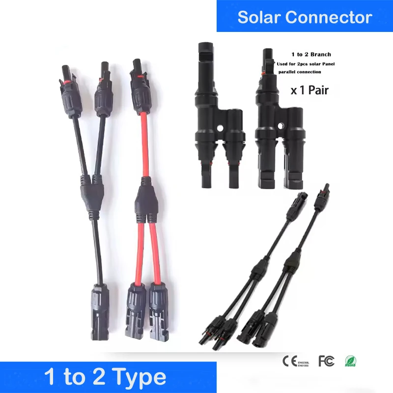 2 in 1 PV Y Branch Solar Parallel Connector 4mm2 1000V Solar Cable Photovoltaic System Male To Female Plug Connector
2 in 1 PV Y Branch Solar Parallel Connector 4mm2 1000V Solar Cable Photovoltaic System Male To Female Plug Connector