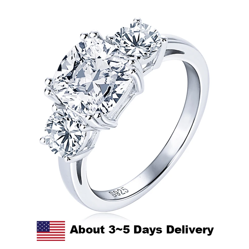Cushion Cut Three-Stone Engagement Wedding Ring Zircon Original 925 Sterling Silver Promise Band for Women Anniversary Jewerly
Cushion Cut Three-Stone Engagement Wedding Ring Zircon Original 925 Sterling Silver Promise Band for Women Anniversary Jewerly
