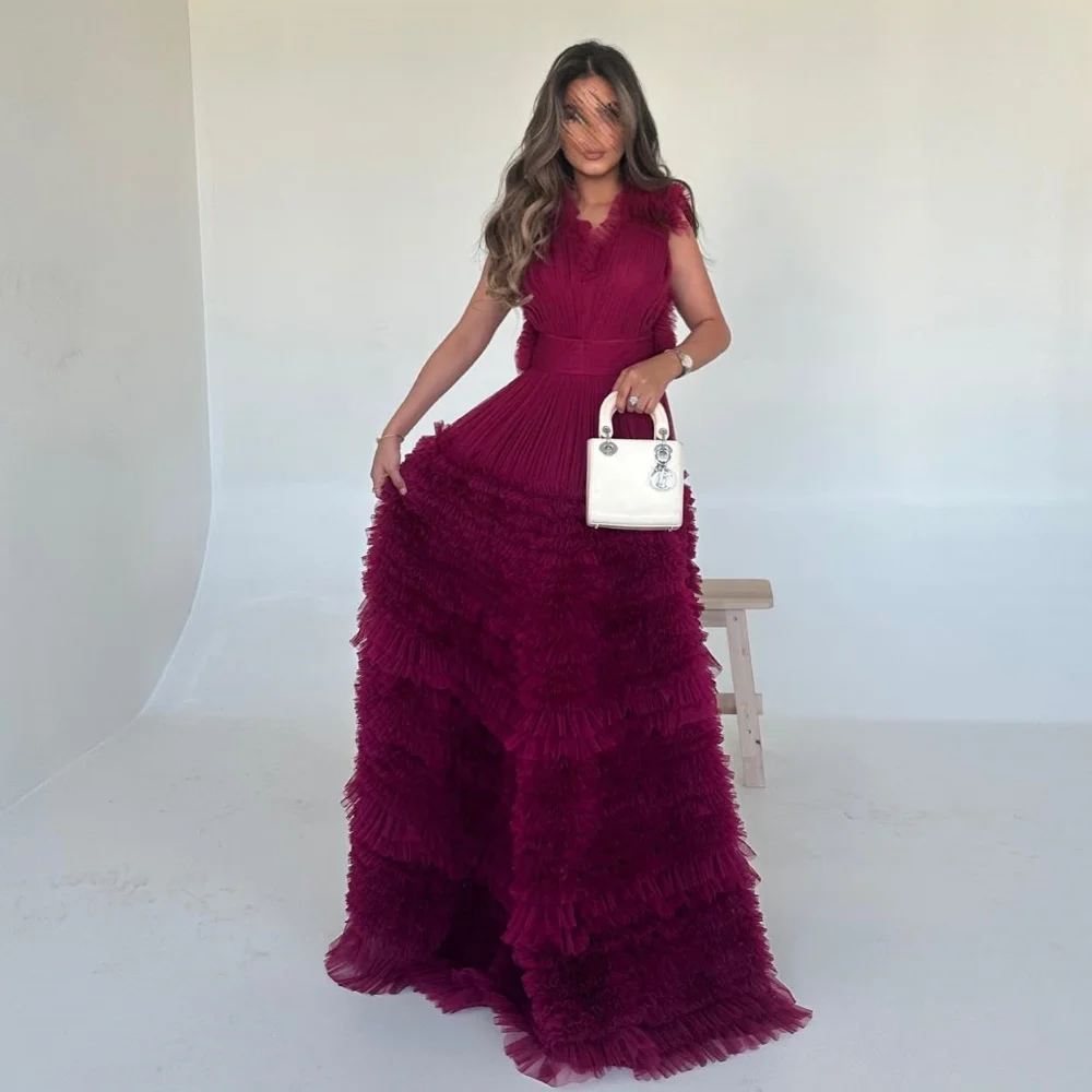 Serendipity فساتين سهرة Formal Evening Dress A-Line Elegant V-Neck Tiered Tulle Burgundy Cocktail Party Gown For Sexy Women 2024
Serendipity فساتين سهرة Formal Evening Dress A-Line Elegant V-Neck Tiered Tulle Burgundy Cocktail Party Gown For Sexy Women 2024