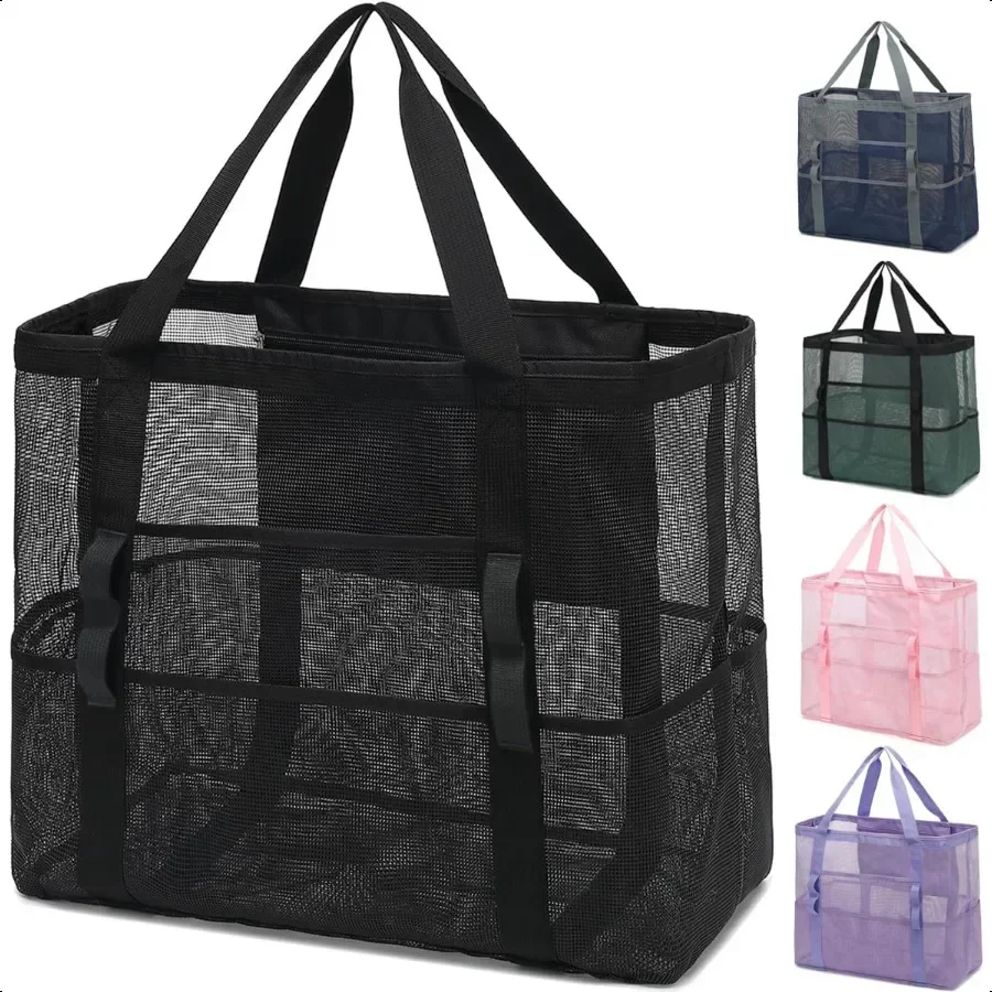 Mesh Beach Bag Large Beach Tote with Zipper Pocket for Family Pool Bag for Toys Vacation entials
Mesh Beach Bag Large Beach Tote with Zipper Pocket for Family Pool Bag for Toys Vacation entials