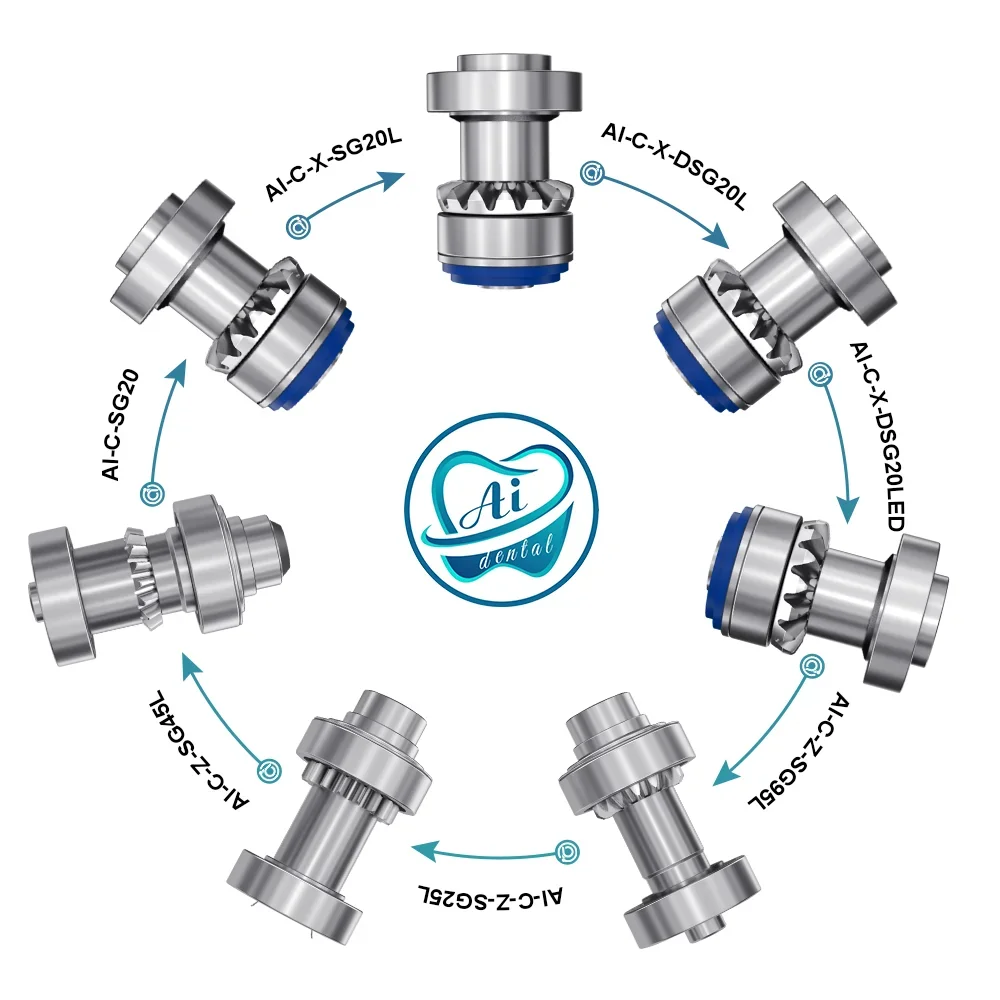 AI-C-X-Z-Series Dental Implant Contra Angle Handpiece 20:1 1:5 Reduction Increasing Optic Fiber Internal Spray Turbine Rotor
AI-C-X-Z-Series Dental Implant Contra Angle Handpiece 20:1 1:5 Reduction Increasing Optic Fiber Internal Spray Turbine Rotor
