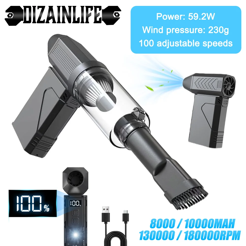 130000RPM Mini Turbo Jet Fan 100 Gear Adjustable Led Lighting Violent Air Blower Brushless Dust Fan Leaves Car Vacuum Cleaning
130000RPM Mini Turbo Jet Fan 100 Gear Adjustable Led Lighting Violent Air Blower Brushless Dust Fan Leaves Car Vacuum Cleaning