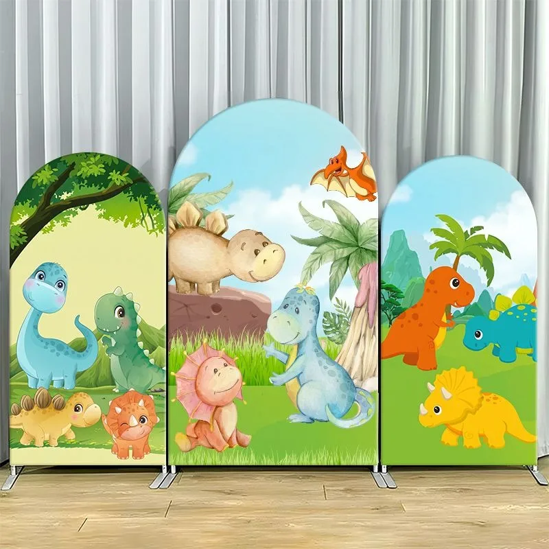 Single Side Arch Backdrop Cover Dinosaur Theme Party Backdrop Set Featuring Colorful Prehistoric Creatures Under Palm Trees
Single Side Arch Backdrop Cover Dinosaur Theme Party Backdrop Set Featuring Colorful Prehistoric Creatures Under Palm Trees