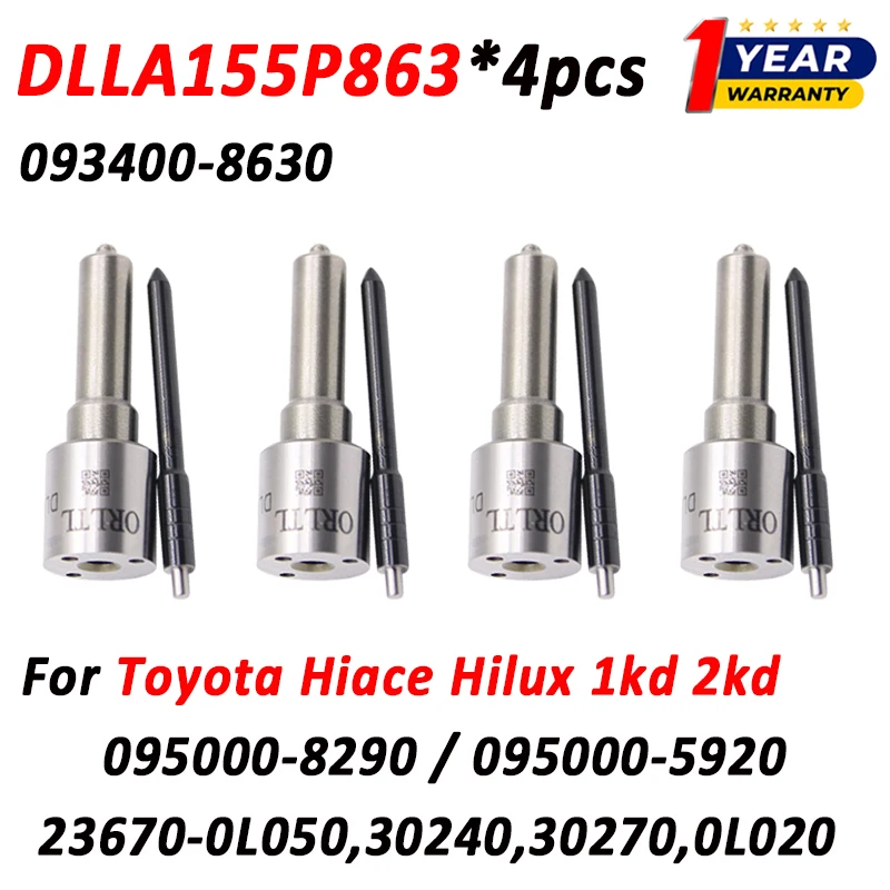 4pcs DLLA155P863 Diesel Fuel Injector 095000-8290 Nozzle DLLA 155 P 863 for Toyota 1kd 2kd 23670-0L050 23670-30240 23670-30270
4pcs DLLA155P863 Diesel Fuel Injector 095000-8290 Nozzle DLLA 155 P 863 for Toyota 1kd 2kd 23670-0L050 23670-30240 23670-30270