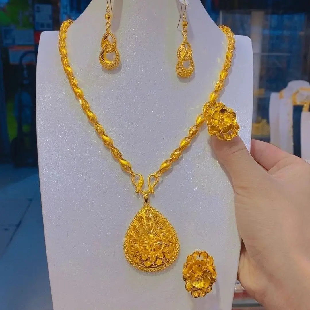 New 24K Gold Plated Dubai Jewelry Necklace Ring Women's Earrings Bridal Wedding Party Jewelry Set YY10201
New 24K Gold Plated Dubai Jewelry Necklace Ring Women's Earrings Bridal Wedding Party Jewelry Set YY10201