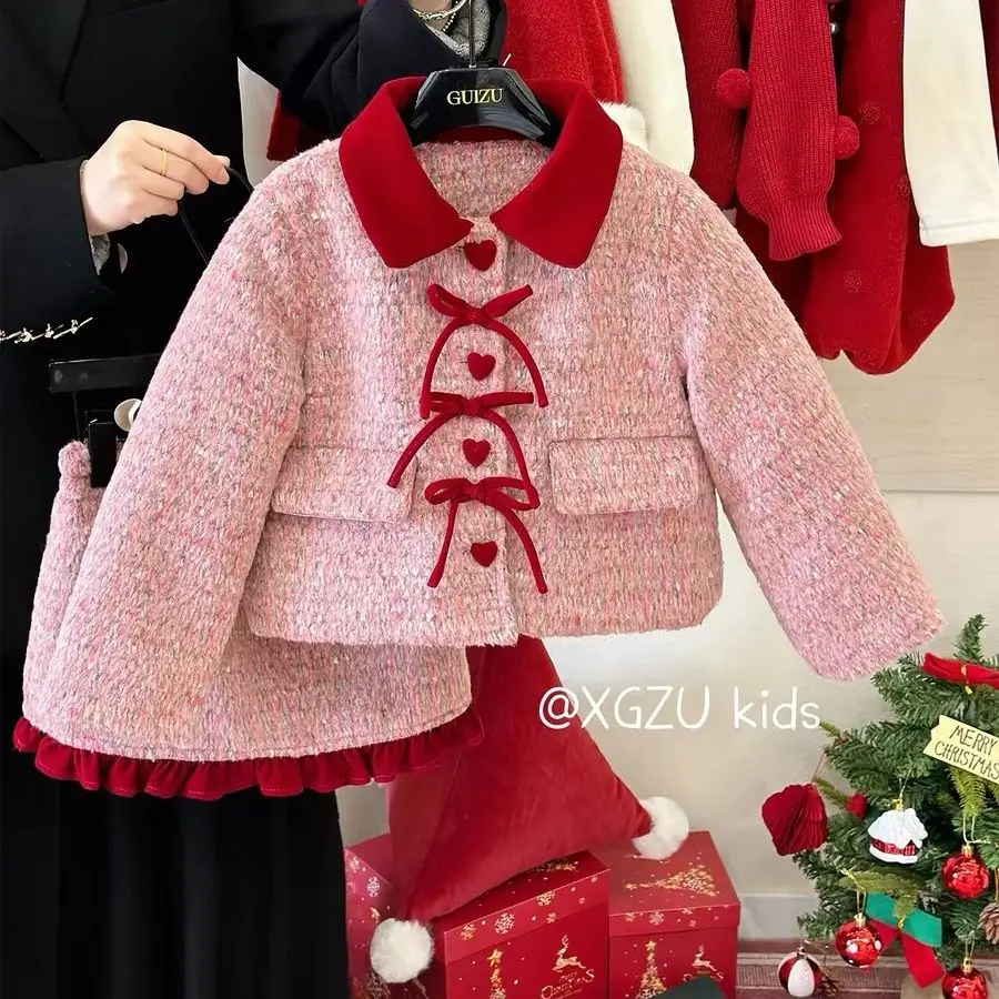 Pink Thick Coat+Short Skirts 2PCS Kids Winter Princess Clothes Set Sweet Toddler Girl Autumn Clothing Children Elegant Suit
Pink Thick Coat+Short Skirts 2PCS Kids Winter Princess Clothes Set Sweet Toddler Girl Autumn Clothing Children Elegant Suit