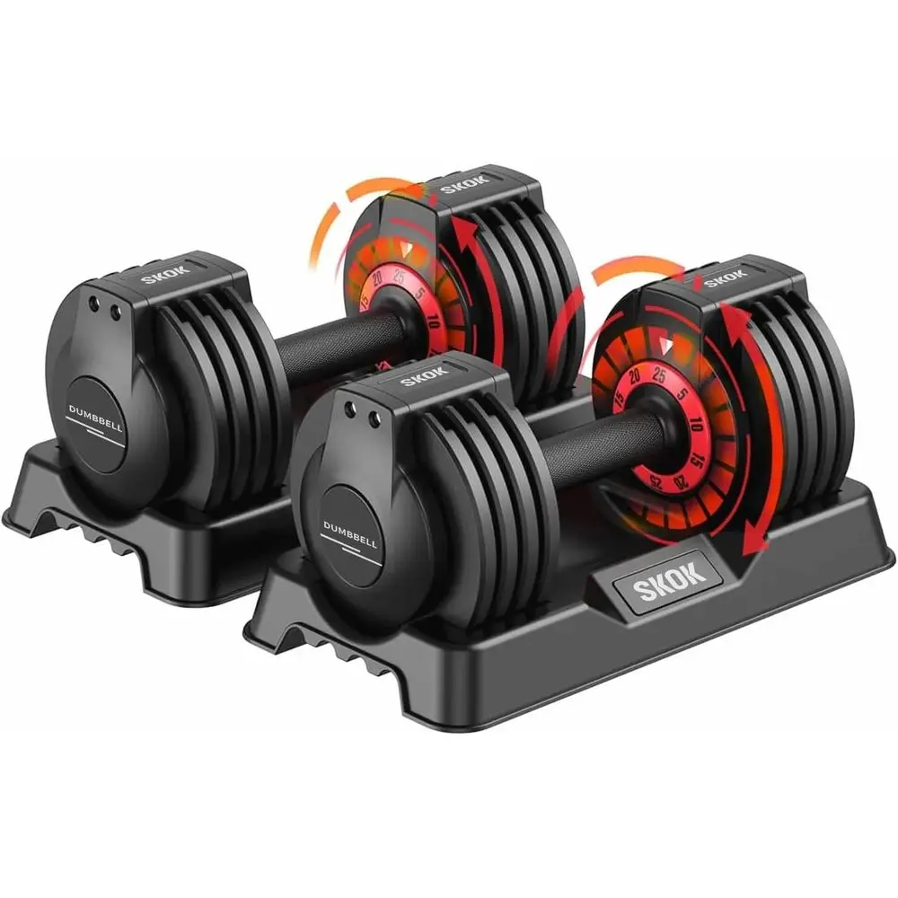 Pair of 25/55 lbs Adjustable Dumbbells with Anti-Slip Grip and Quick-Adjust Handle
Pair of 25/55 lbs Adjustable Dumbbells with Anti-Slip Grip and Quick-Adjust Handle