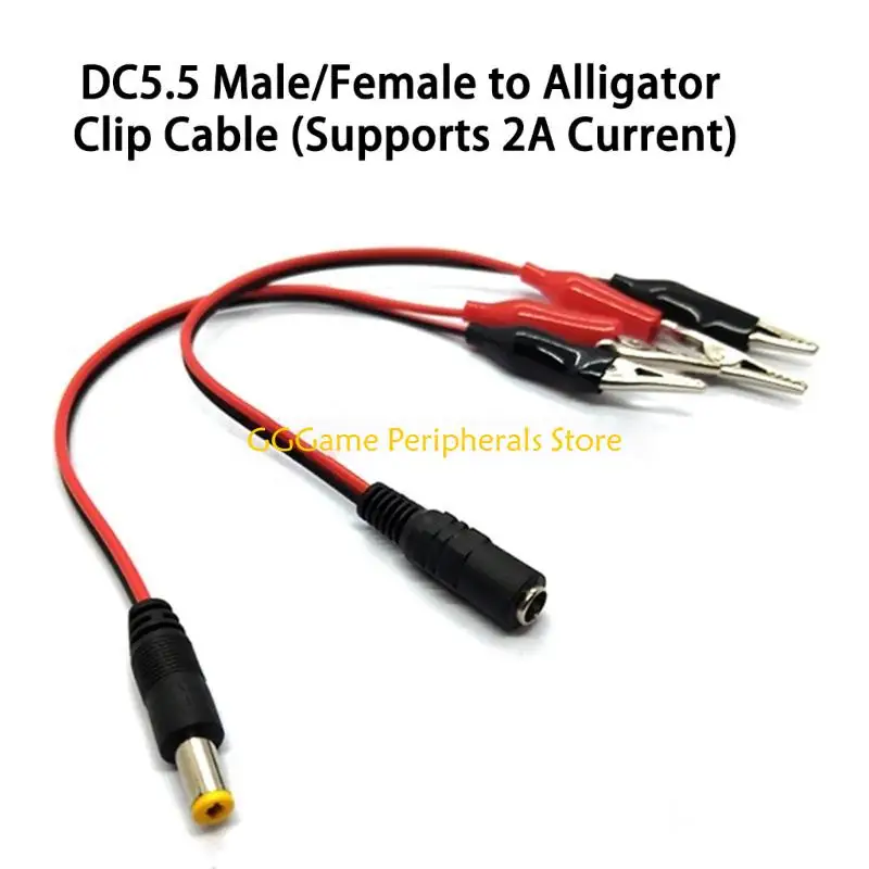 U55B 2PCS Practical DC5521 to Clip Connection Line Power Output Cable