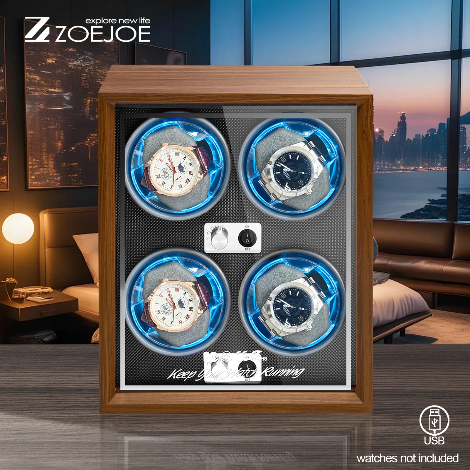 1pc ZOEJOE Watch Winder Box, 4 Watch Winder for Automatic Watches, Watch Winding Case Fit Men's and Women's Watches,
1pc ZOEJOE Watch Winder Box, 4 Watch Winder for Automatic Watches, Watch Winding Case Fit Men's and Women's Watches,