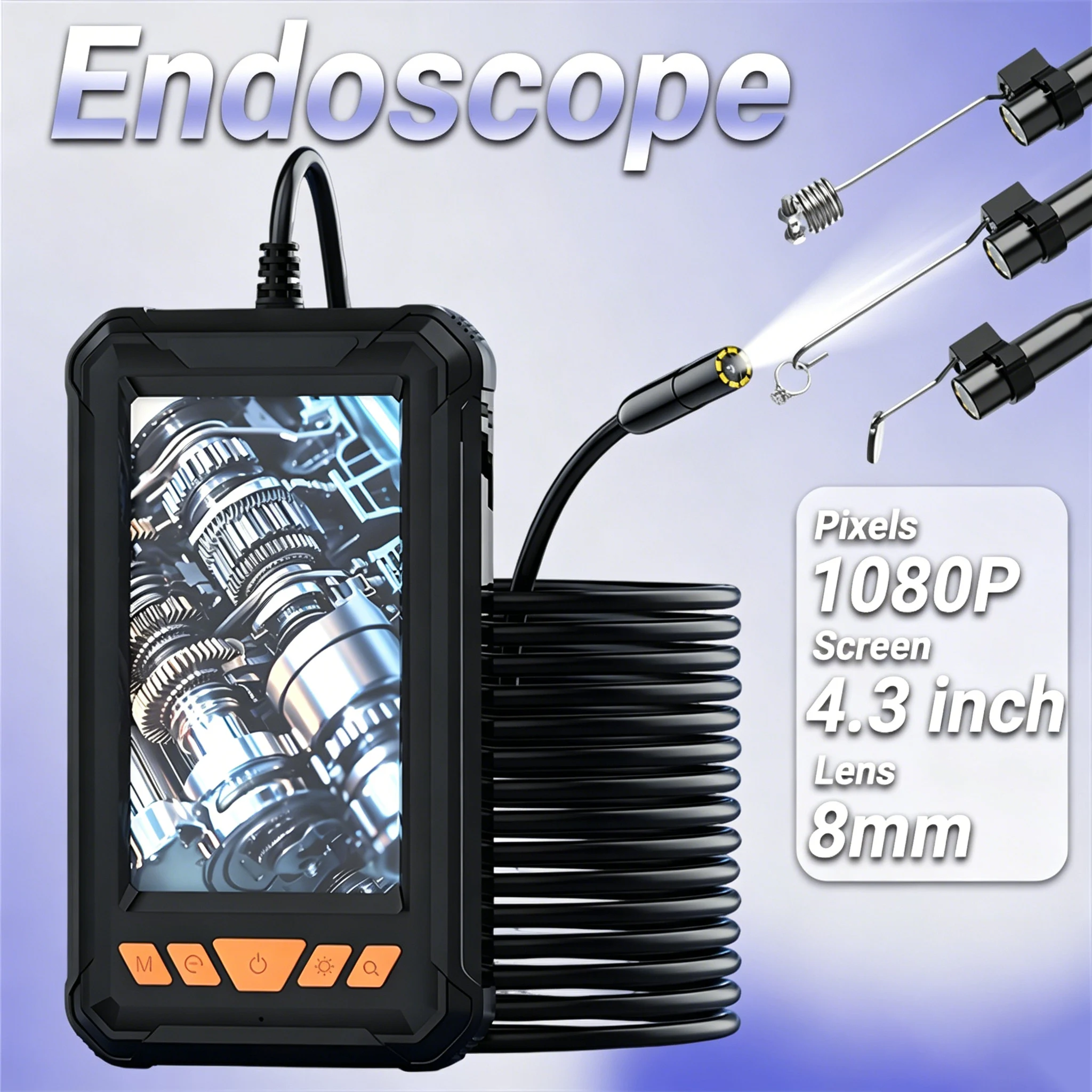 4.3 Inch 1080P Full-color Screen Automotive Endoscope Camera Waterproof 8mm Probe for Car Engine Cylinder Exhaust Diagnosis
4.3 Inch 1080P Full-color Screen Automotive Endoscope Camera Waterproof 8mm Probe for Car Engine Cylinder Exhaust Diagnosis