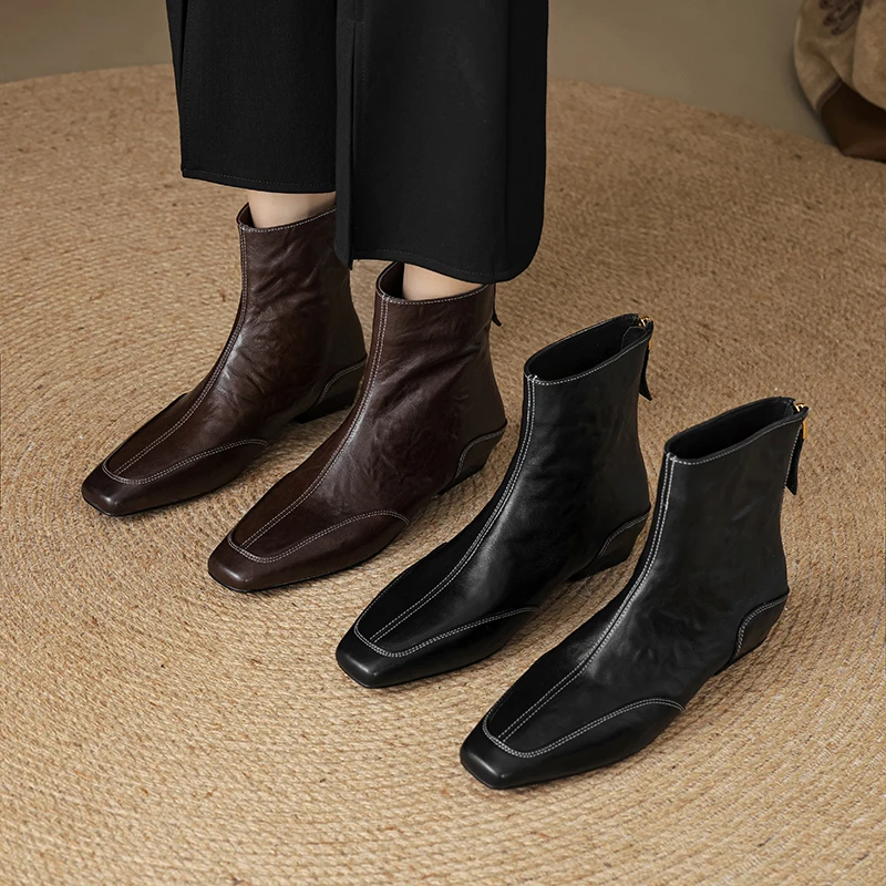 Fashion Women Chelsea Boots Slip on retro Ankle Boots Soft Cow Leather Oxford Boots Square Toe Casual Daily Office Size 34-42
Fashion Women Chelsea Boots Slip on retro Ankle Boots Soft Cow Leather Oxford Boots Square Toe Casual Daily Office Size 34-42