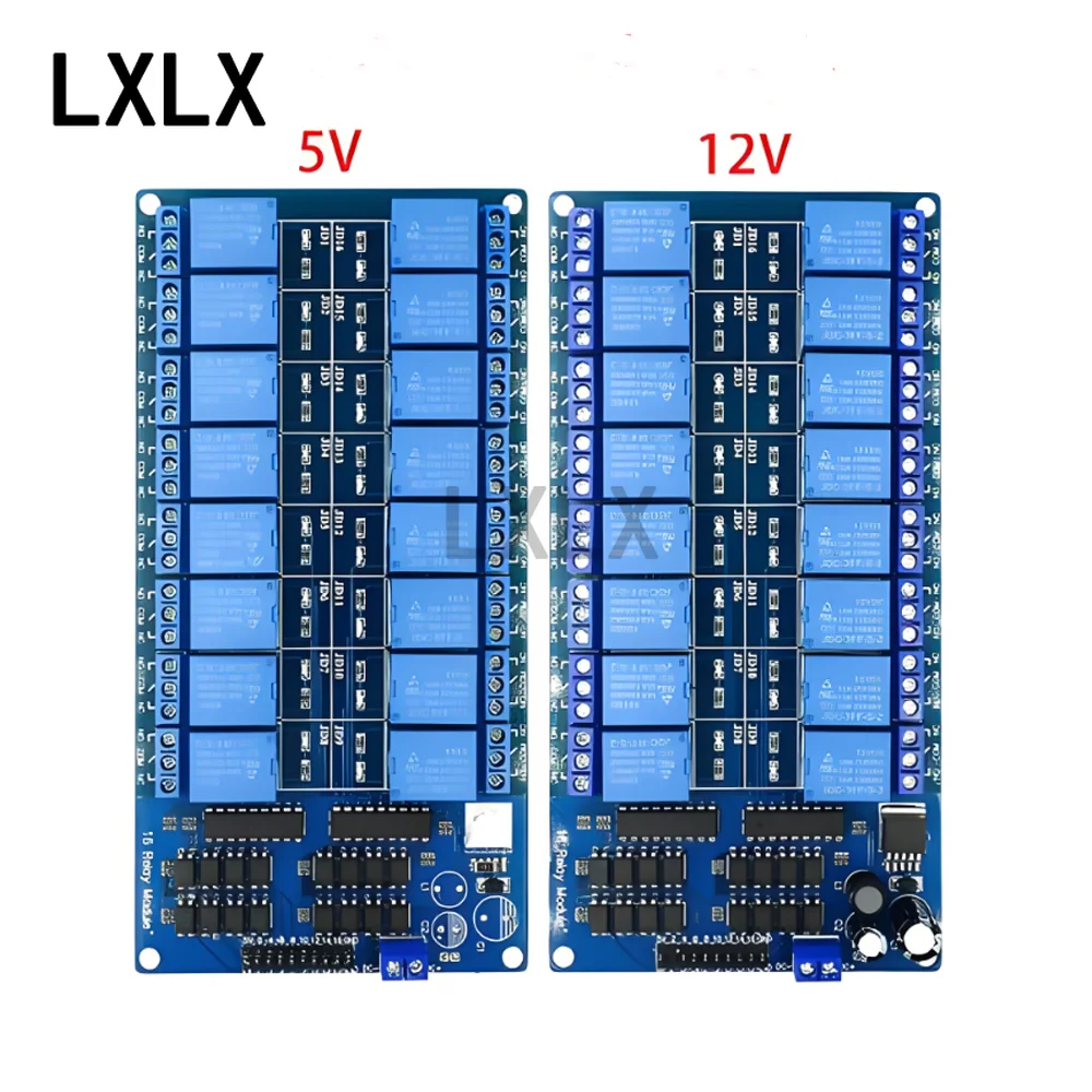 16 Way Relay Module 5V 12V Control Board with Optocoupler Protection with LM2596 Power Relay