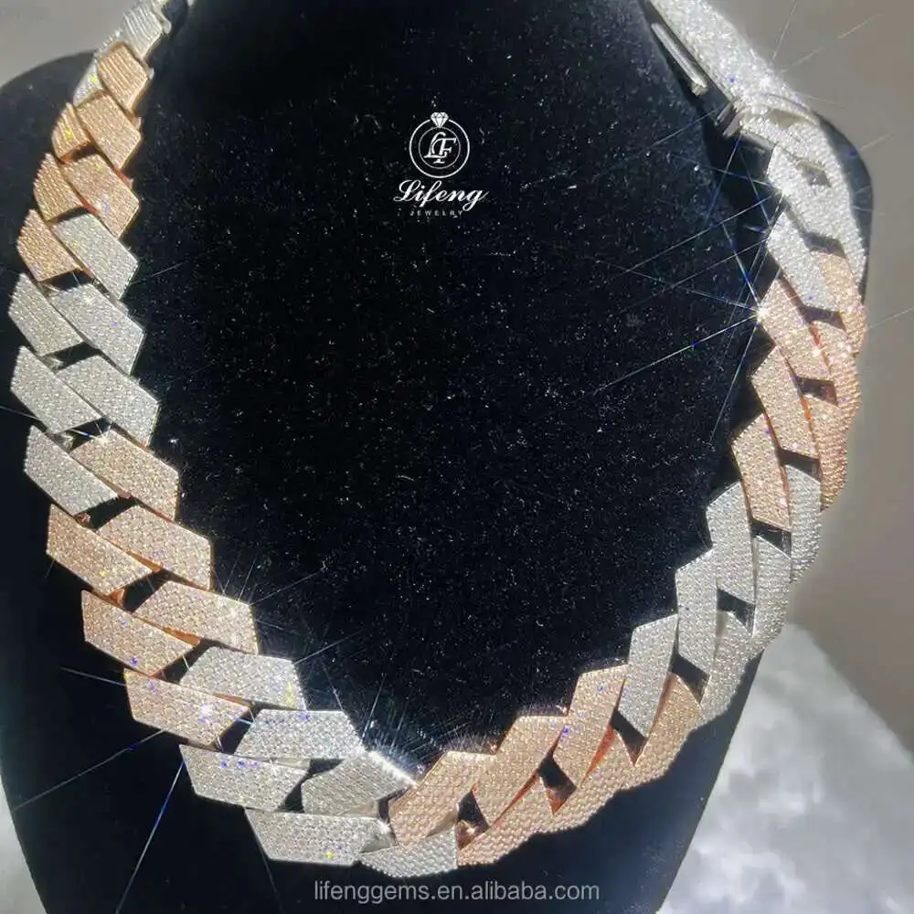 18mm Rose Gold and White 2 Tone Plated Over 925 Sterling Silver Necklaces Vvs Moissanite Hip Hop Cuban Link Chain
18mm Rose Gold and White 2 Tone Plated Over 925 Sterling Silver Necklaces Vvs Moissanite Hip Hop Cuban Link Chain