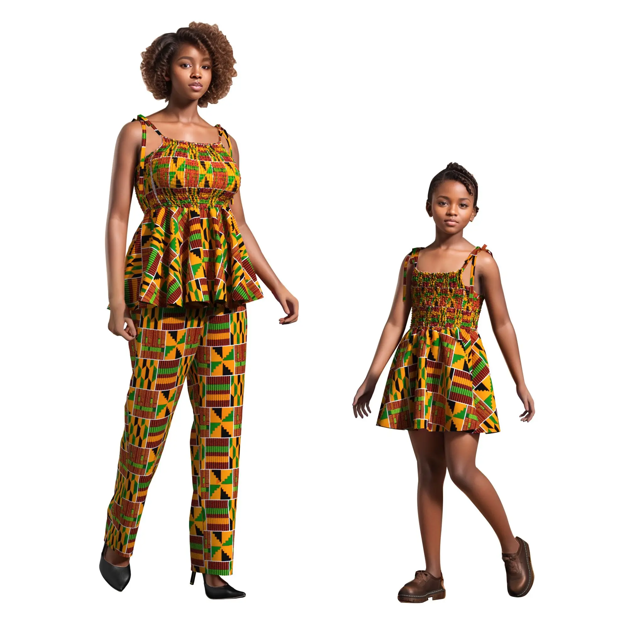 African Family Matching Clothes Mother and Daughter Dresses African Print Cotton Stretch Top Set Girl Party Adjustable Dress WYQ
African Family Matching Clothes Mother and Daughter Dresses African Print Cotton Stretch Top Set Girl Party Adjustable Dress WYQ