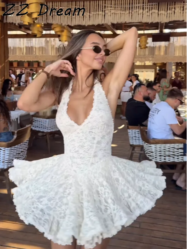Fashion Lace Halter Women's Short Dress Chic Backless Sleeveless Tutu Skirt Waist Cinched Vestidos 2026 New Summer Lady Dresses
Fashion Lace Halter Women's Short Dress Chic Backless Sleeveless Tutu Skirt Waist Cinched Vestidos 2026 New Summer Lady Dresses