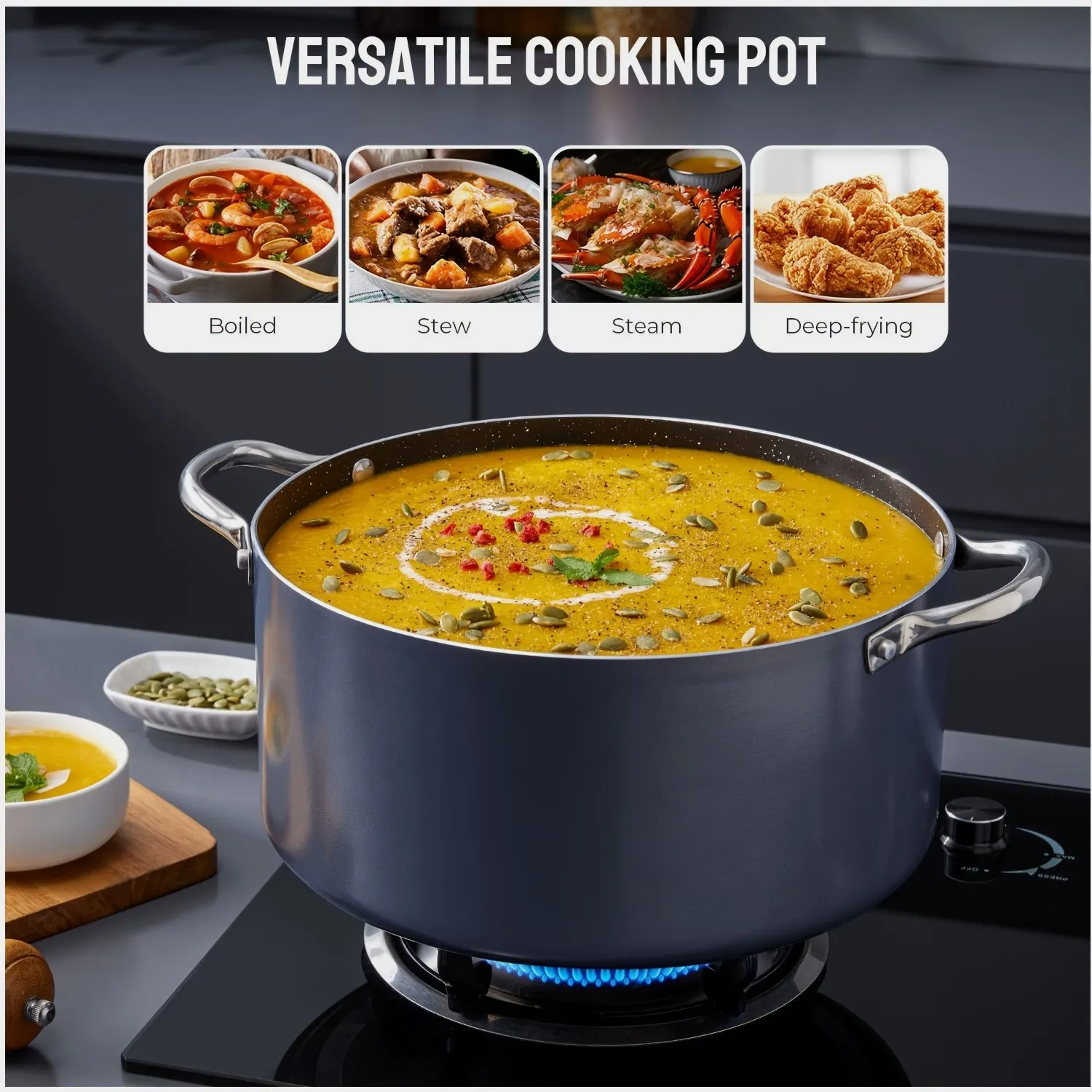 10 Qt Large Nonstick Stock Pot with Lid – Heavy-Duty Cooking Pot for Soup, Broth, Chili & Stew – Compatible with Induction, Gas,
10 Qt Large Nonstick Stock Pot with Lid – Heavy-Duty Cooking Pot for Soup, Broth, Chili & Stew – Compatible with Induction, Gas,
