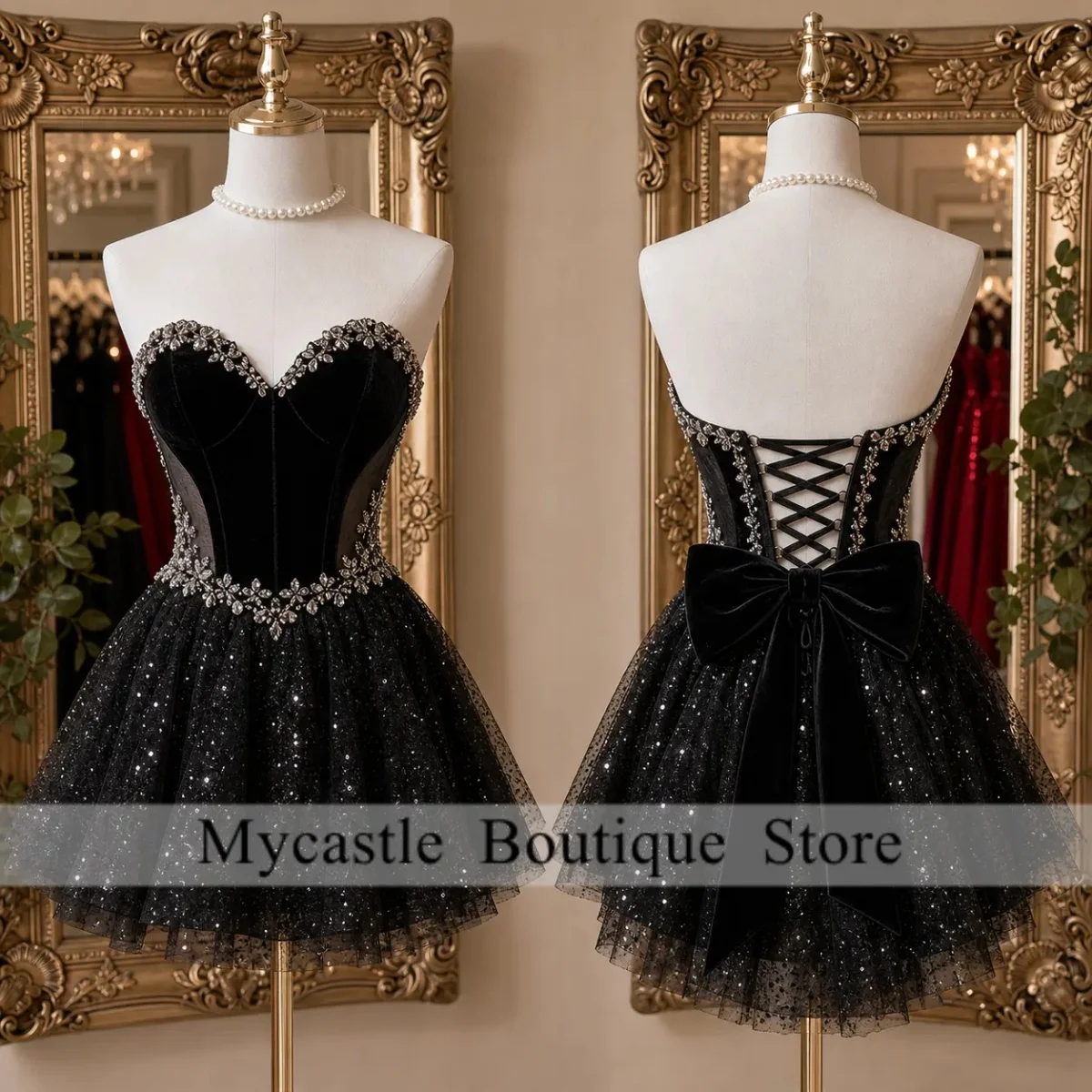 Luxury Black Velvet Sparkly Homecoming Dress Strapless Sweetheart Corset Lace Up Short Prom Dress корсет женский вечерCustomized
Luxury Black Velvet Sparkly Homecoming Dress Strapless Sweetheart Corset Lace Up Short Prom Dress корсет женский вечерCustomized