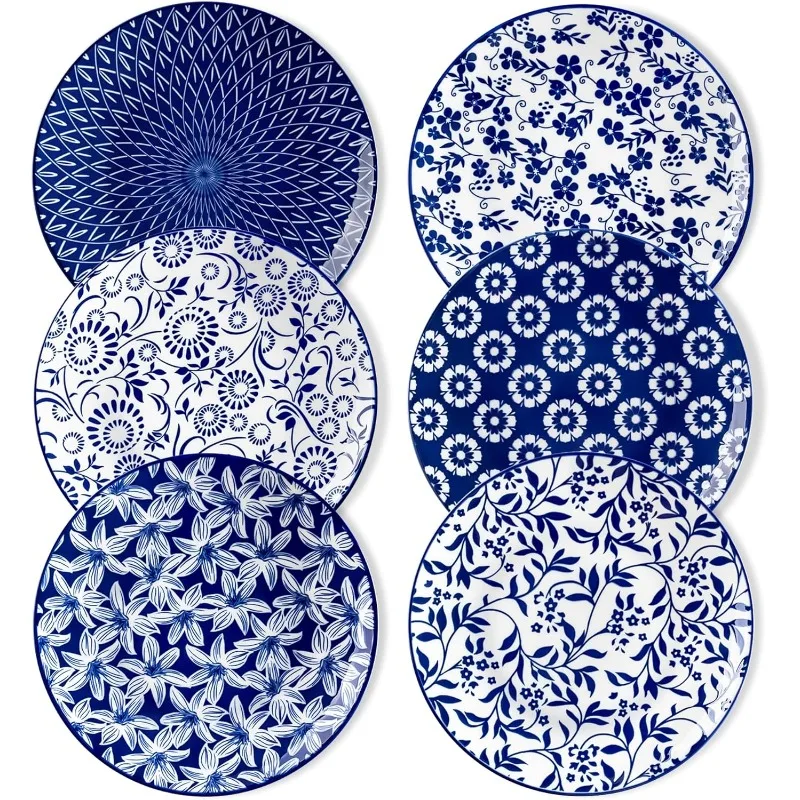 Ceramic Salad Plates Set of 6, Small Vintage Plates 8.25 Inch Plates Set of 6 for Kitchen, Porcelain Blue and White
Ceramic Salad Plates Set of 6, Small Vintage Plates 8.25 Inch Plates Set of 6 for Kitchen, Porcelain Blue and White