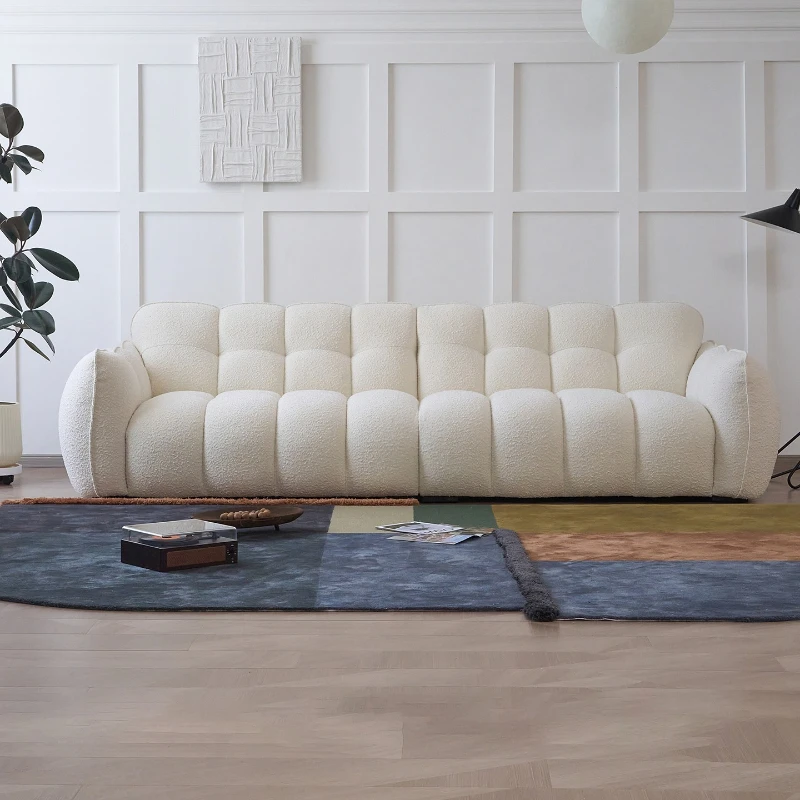 High back pumpkin sofa cream style living room French retro style straight row fabric small apartment
High back pumpkin sofa cream style living room French retro style straight row fabric small apartment