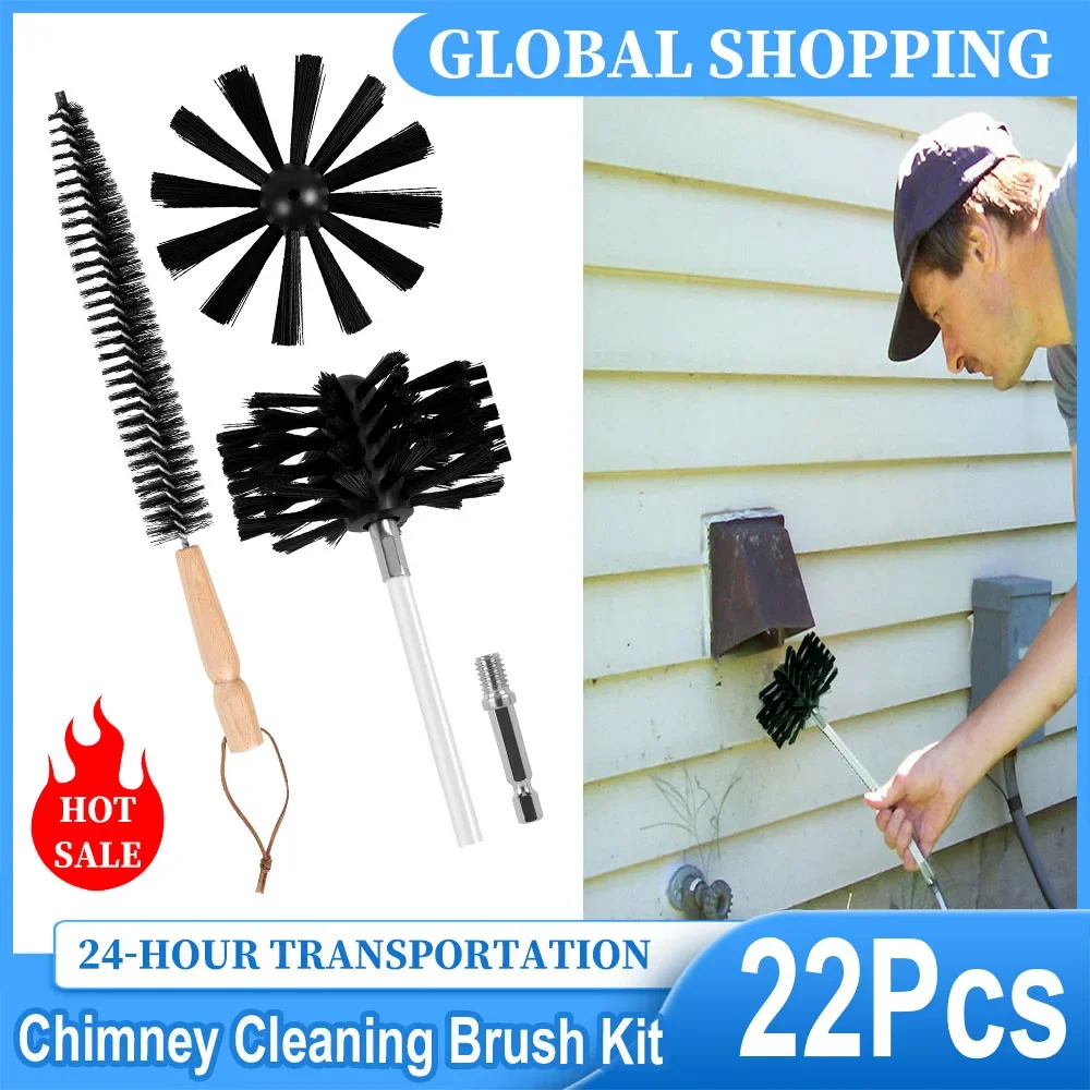 22Pcs Chimney Cleaning Brush Kit Premium Fireplace Chimney Sweep Kit High Hardness Dryer Vent Cleaning Brush Tool Set Drill
22Pcs Chimney Cleaning Brush Kit Premium Fireplace Chimney Sweep Kit High Hardness Dryer Vent Cleaning Brush Tool Set Drill