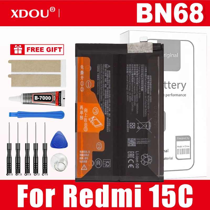 Brand New BN68 Battery 6000mAh For Xiaomi Redmi 15C High Quality Battery + Tools
Brand New BN68 Battery 6000mAh For Xiaomi Redmi 15C High Quality Battery + Tools