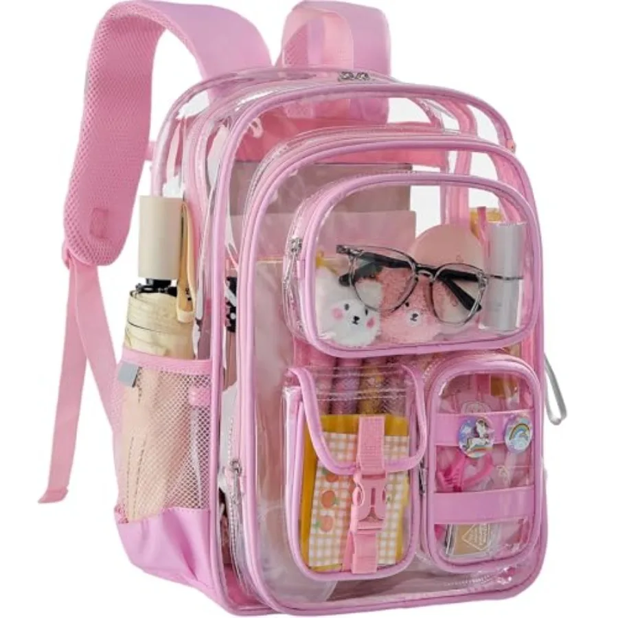 Pink Clear Backpack for School, Heavy Duty PVC Transparent Bookbag for Stadium Events Sports, Girls See Through BackPack Fits 1
Pink Clear Backpack for School, Heavy Duty PVC Transparent Bookbag for Stadium Events Sports, Girls See Through BackPack Fits 1