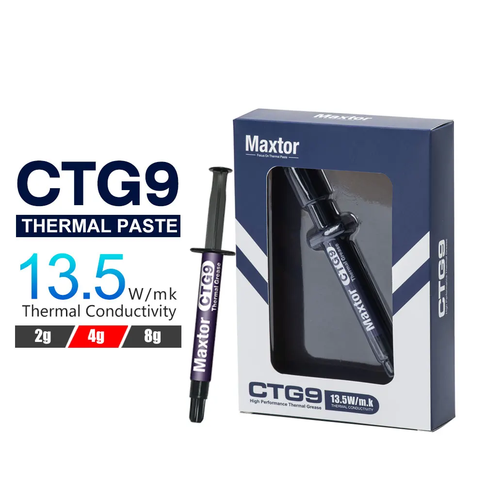Maxtor CTG9 thermal grease Paste 13.5W/mk Compound Silicone for CPU Heatsink Processor GPU Cooling Conductive Heatsink Plaster
Maxtor CTG9 thermal grease Paste 13.5W/mk Compound Silicone for CPU Heatsink Processor GPU Cooling Conductive Heatsink Plaster