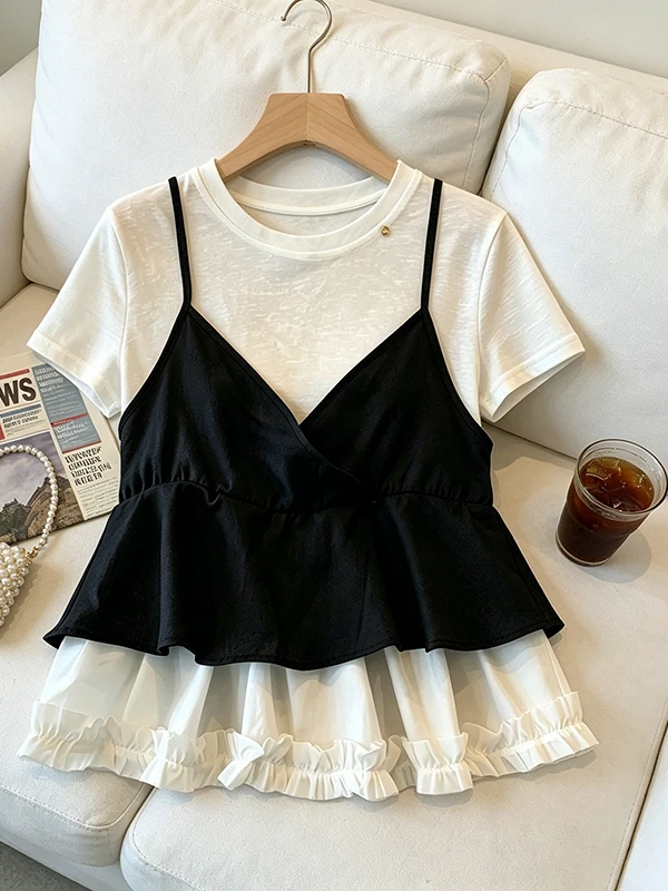 plus Size Summer Casual Short Sleeve T-Shirt Flower Bud Strap Top Bottom Two Piece Set Fashionable And Stylish plus Size Wome...
plus Size Summer Casual Short Sleeve T-Shirt Flower Bud Strap Top Bottom Two Piece Set Fashionable And Stylish plus Size Wome...