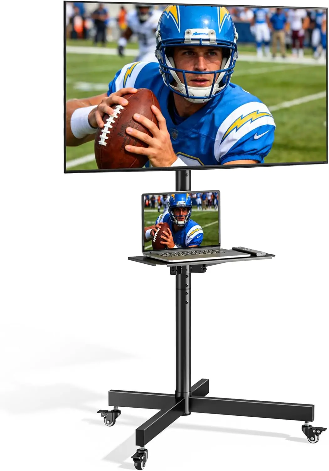 Heavy-Duty Rolling TV Stand for 23”-60” Screens—Supports 121 lbs (99 lbs TV + 22 lbs Shelf), Stable Mobile TV Cart wi
Heavy-Duty Rolling TV Stand for 23”-60” Screens—Supports 121 lbs (99 lbs TV + 22 lbs Shelf), Stable Mobile TV Cart wi