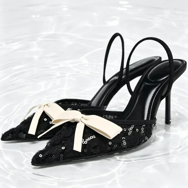 Sexy Black Pointed Toe Thin Heel Pumps Women Bling Mesh Butterfly-knot Dress Sandals Luxury Brand Designer Wedding Bridal Shoes
Sexy Black Pointed Toe Thin Heel Pumps Women Bling Mesh Butterfly-knot Dress Sandals Luxury Brand Designer Wedding Bridal Shoes