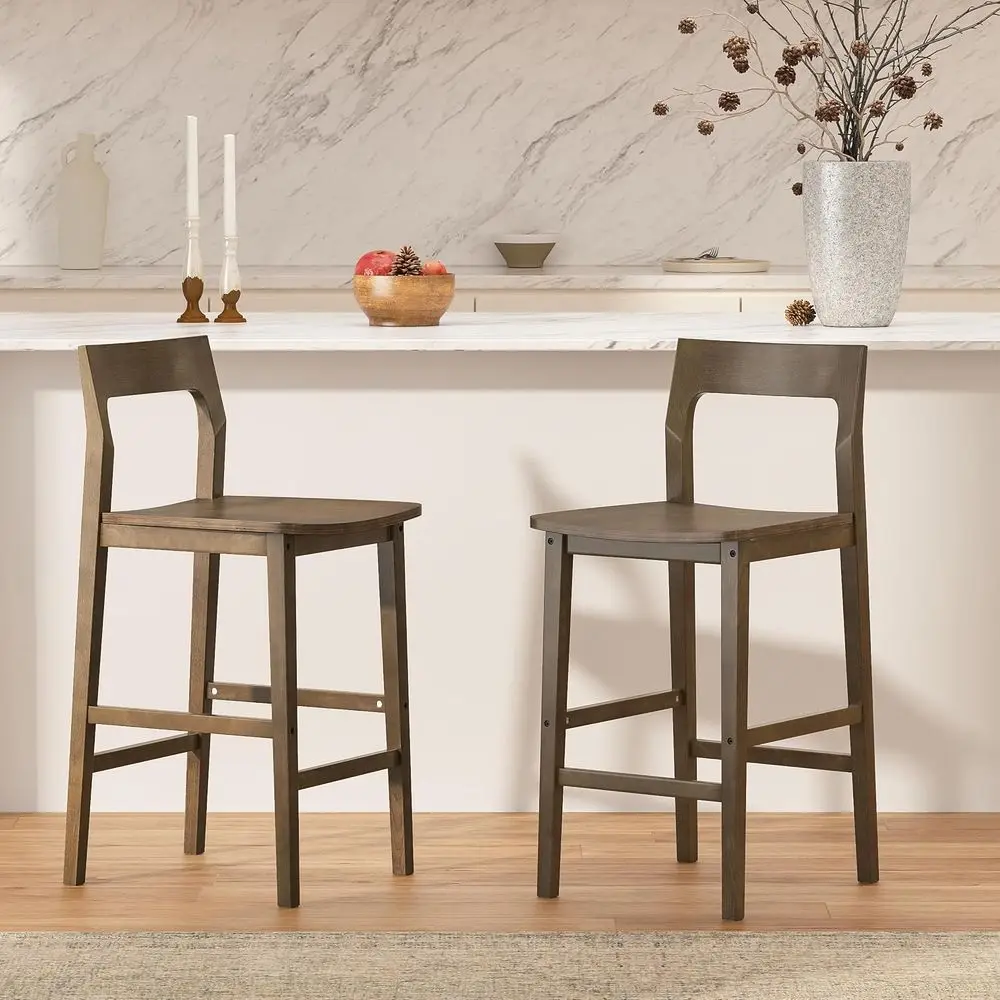 Set of 2 Brown Wooden Counter Height Bar Stools with Solid Legs for Kitchen Island or Dining Area
Set of 2 Brown Wooden Counter Height Bar Stools with Solid Legs for Kitchen Island or Dining Area