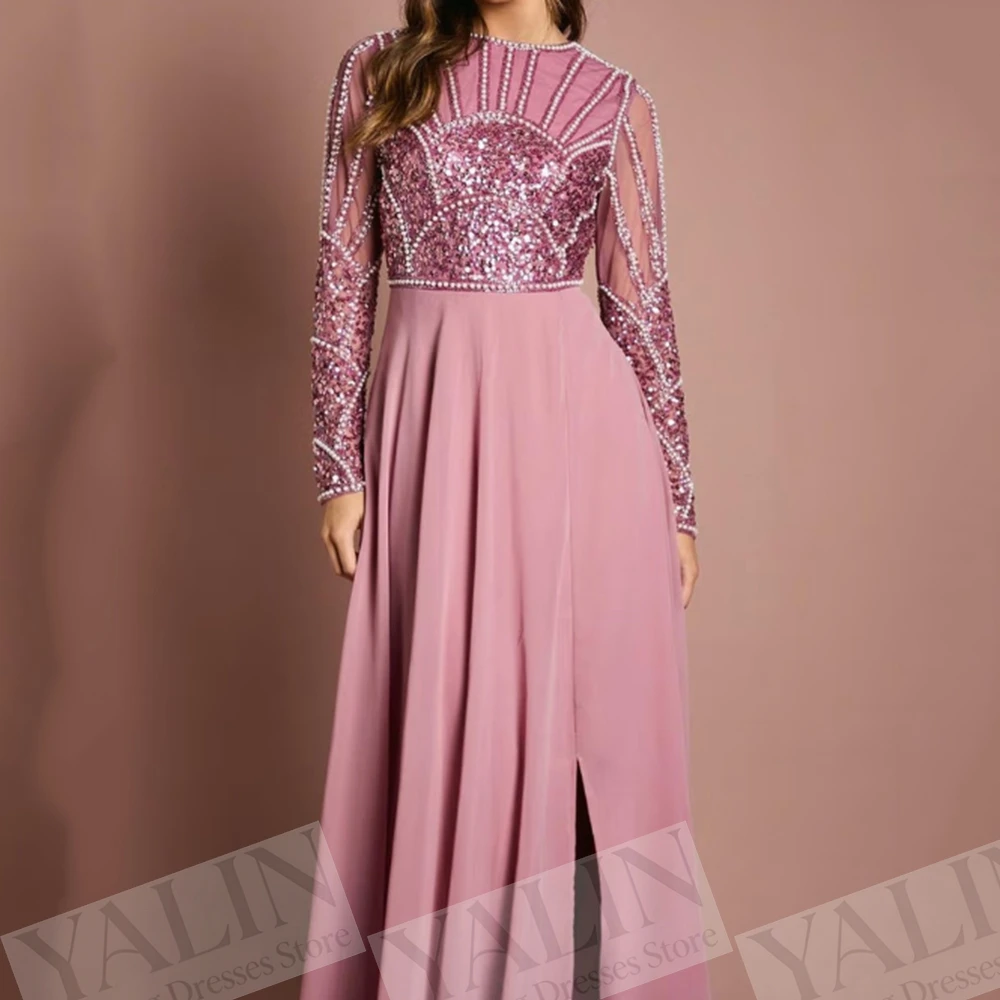 Women's A-line Evening Dresses Ankle-length O-neck Full Sleeve Prom Dresses Fashion Sequined Beading Draped Customized Gowns
Women's A-line Evening Dresses Ankle-length O-neck Full Sleeve Prom Dresses Fashion Sequined Beading Draped Customized Gowns