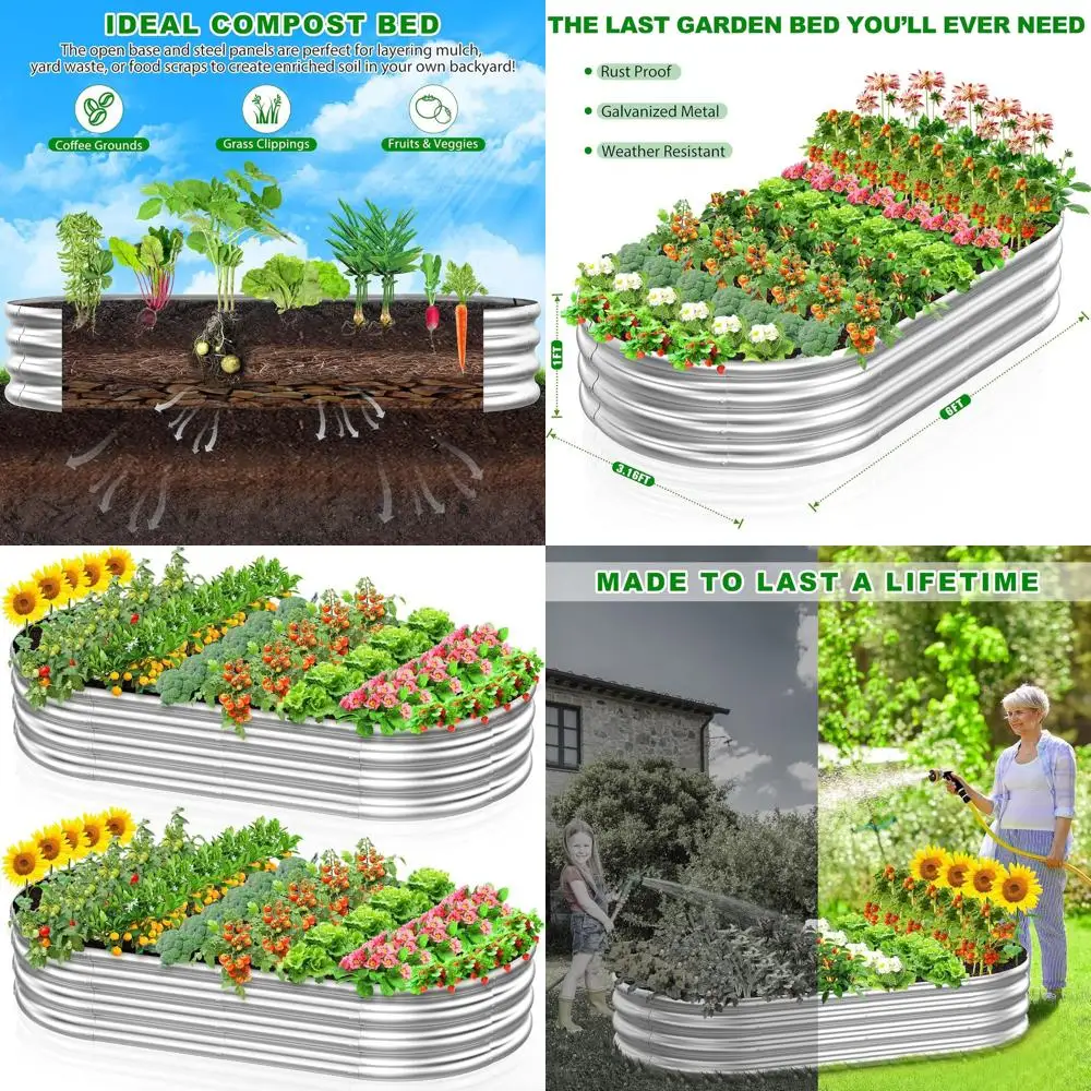 72x36x12in Large Galvanized Steel Raised Garden Beds - Outdoor Planter Boxes for Easy DIY, Clean, and Versatile Use in Backyards
72x36x12in Large Galvanized Steel Raised Garden Beds - Outdoor Planter Boxes for Easy DIY, Clean, and Versatile Use in Backyards