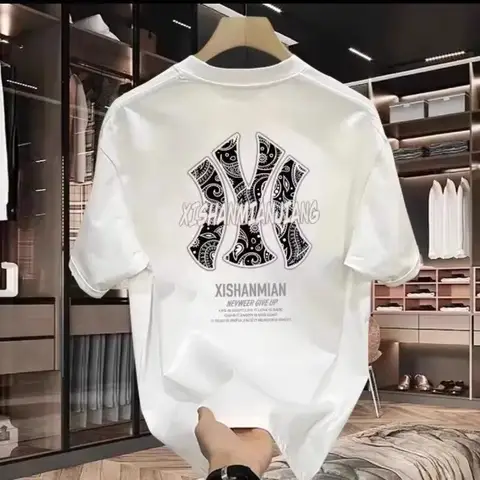 New Men's Luxury 250g 100% Pure Cotton T-Shirt, Summer Fashion Casual Breathable Short-Sleeve Shirt for Men and Women