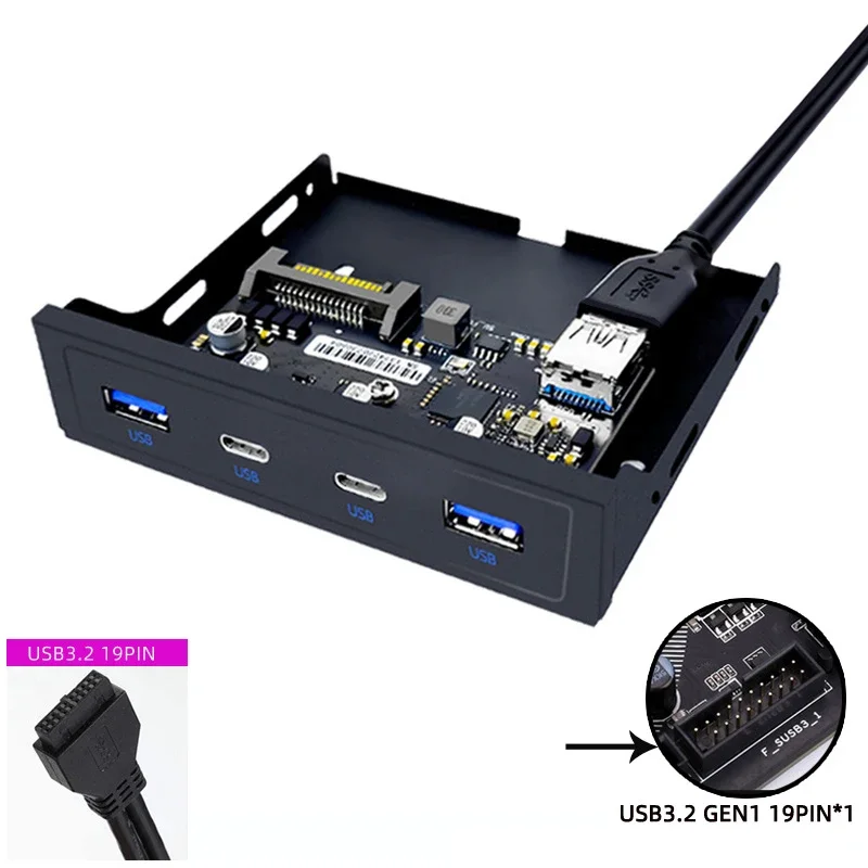 20 Pin 3.5" Floppy Bay USB Front Panel 2 Port USB 3.0 + 2 Port USB 3.2 GEN1 5Gbps Type C Expansion Adapter Connector For Desktop
20 Pin 3.5" Floppy Bay USB Front Panel 2 Port USB 3.0 + 2 Port USB 3.2 GEN1 5Gbps Type C Expansion Adapter Connector For Desktop