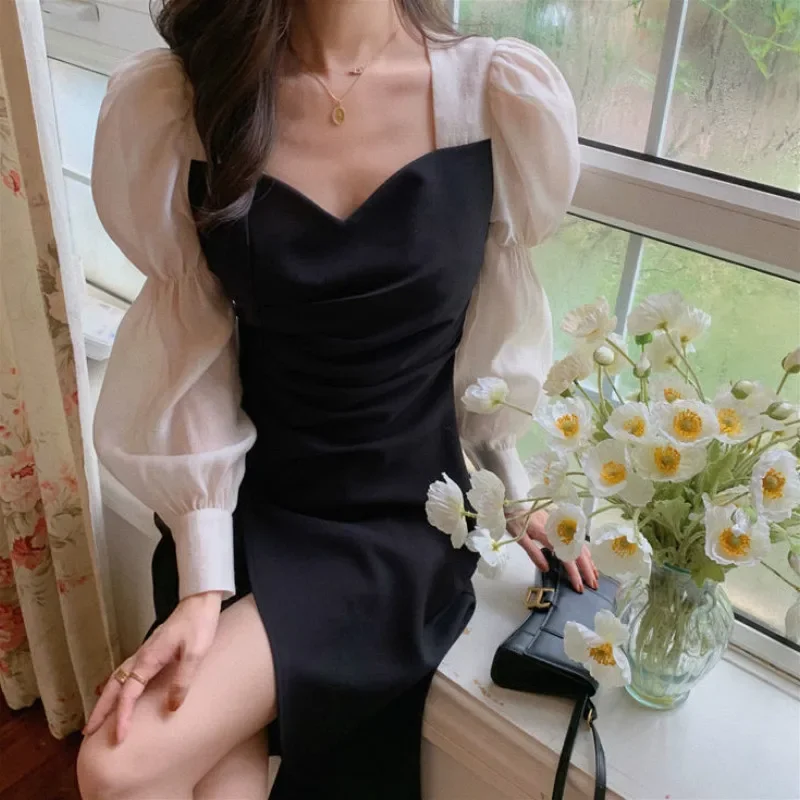 2021 Spring French Elegant Midi Dress Women Square Collor Puffer Sleeve Vintage Dress Female Sweet Party One Piece Dress Korean
2021 Spring French Elegant Midi Dress Women Square Collor Puffer Sleeve Vintage Dress Female Sweet Party One Piece Dress Korean