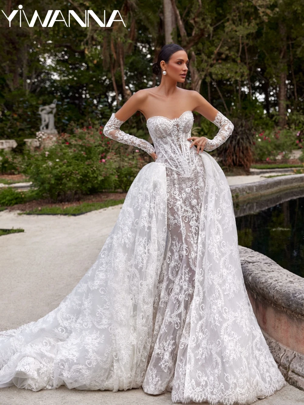 Detachable Train Lace Sweetheart Neck Wedding Dress Illusion Mermaid Long Bridal Gown New Customized Dreamy Dresses For Bride
Detachable Train Lace Sweetheart Neck Wedding Dress Illusion Mermaid Long Bridal Gown New Customized Dreamy Dresses For Bride